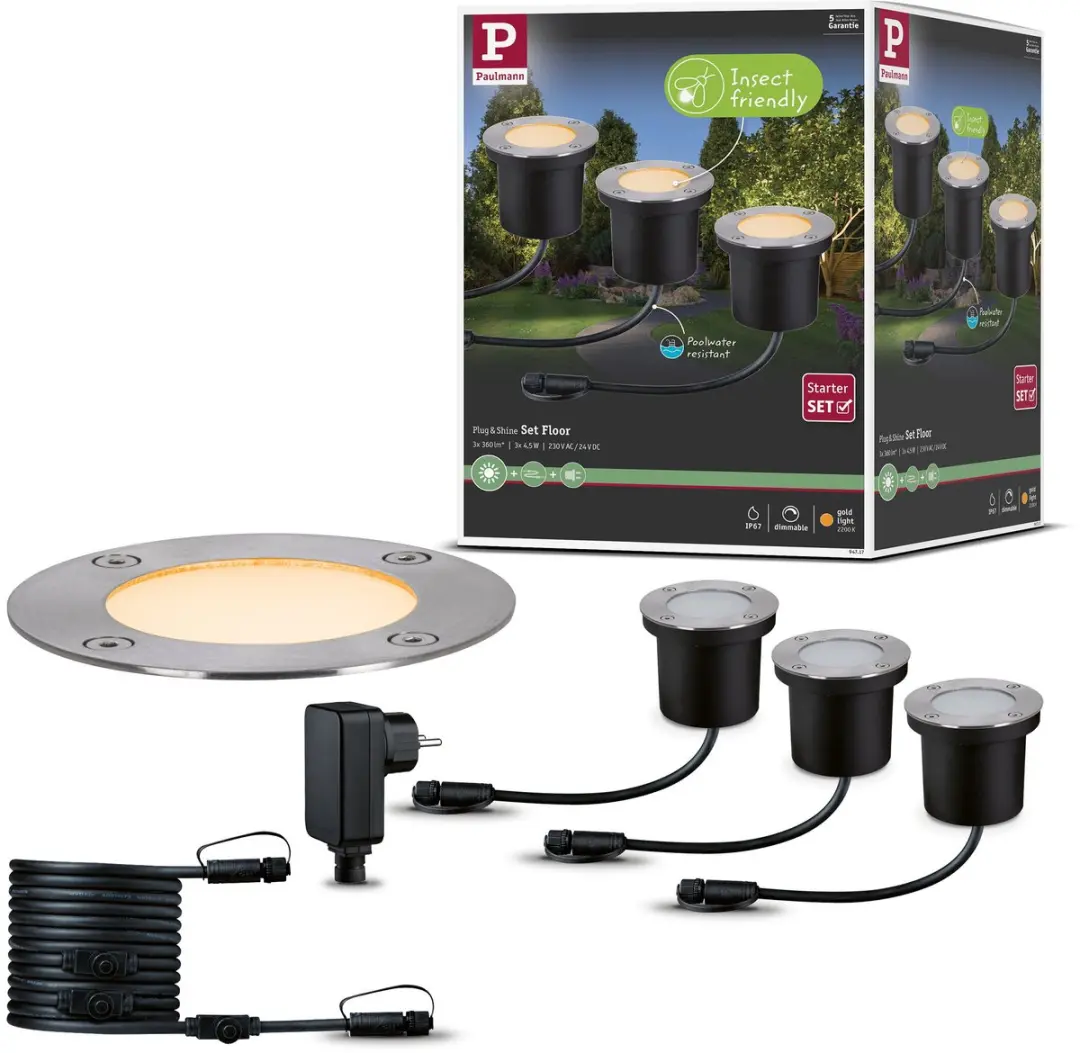 Paulmann Plug & Shine Floor Basisset LED Grondinbouwlamp 3x4,5W - Antraciet