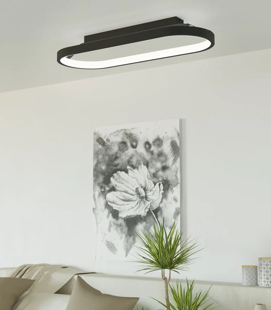 Eglo Codriales Plafondlamp LED 79cm - Dimbaar - Zwart/Wit