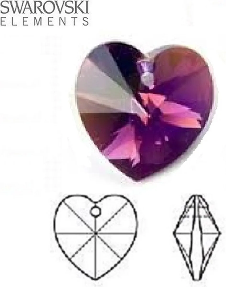 Swarovski Elements Hart 18x18mm Amethyst AB