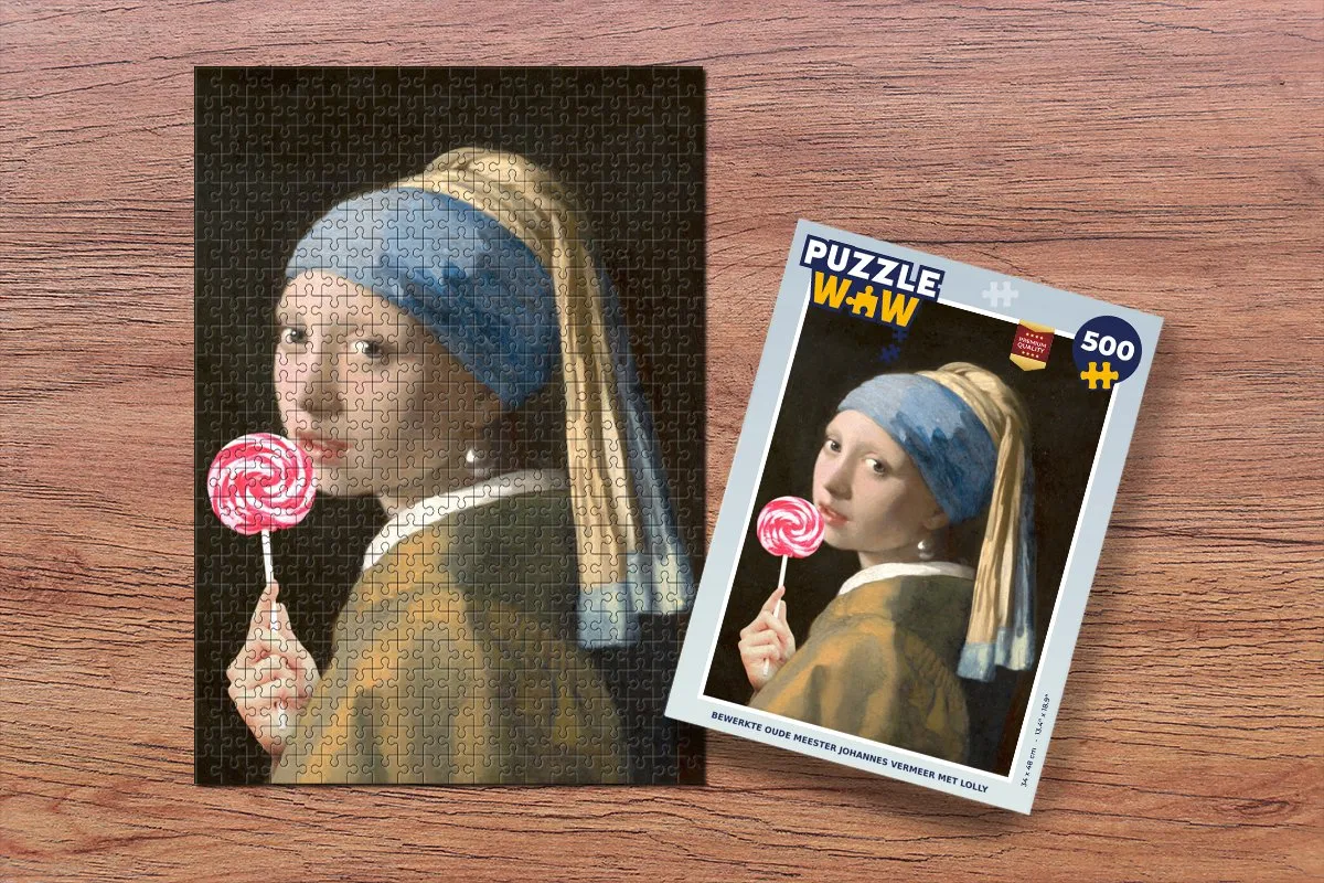 PuzzleWow Meisje met de Parel Legpuzzel 500 Stuks - Multicolor