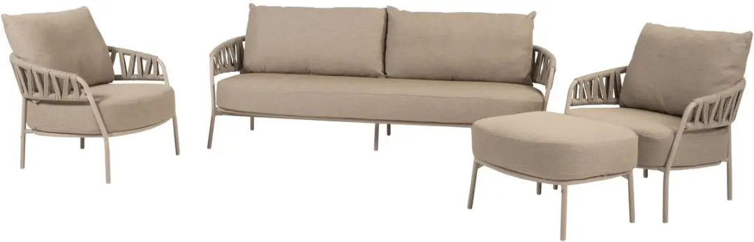 Calma stoel bank loungeset 4 delig rope latte Taste 4SO