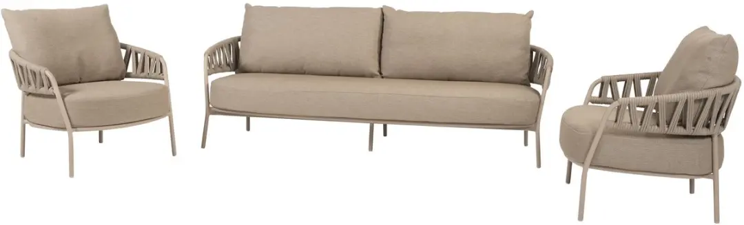 Calma stoel bank loungeset 3 delig rope latte Taste 4SO