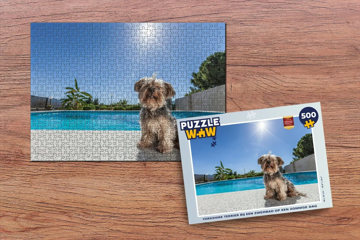 PuzzleWow Yorkshire Terrier Zwembad Legpuzzel 500 Stuks