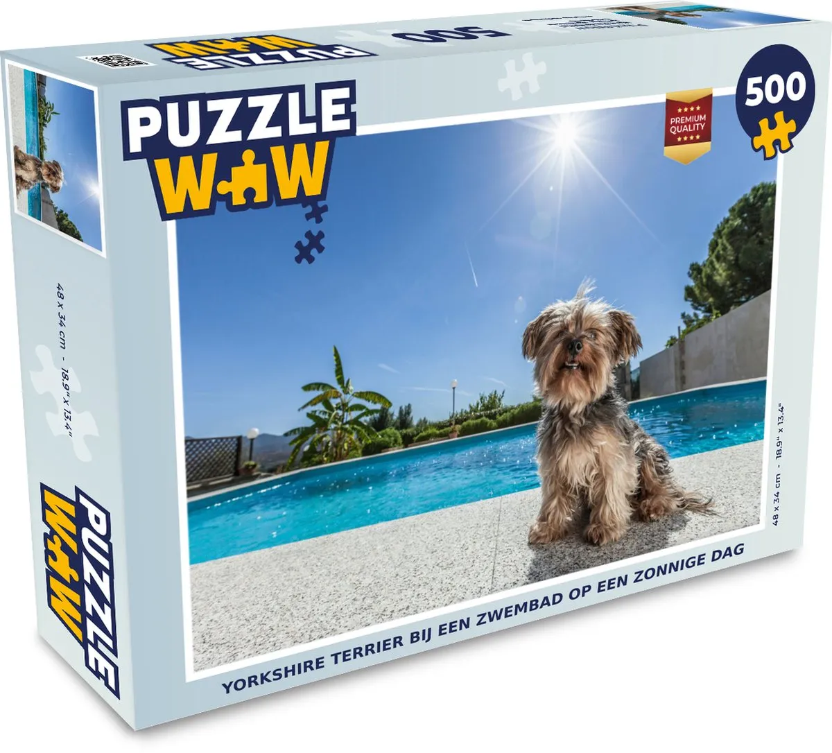 PuzzleWow Yorkshire Terrier Zwembad Legpuzzel 500 Stuks - Multicolor