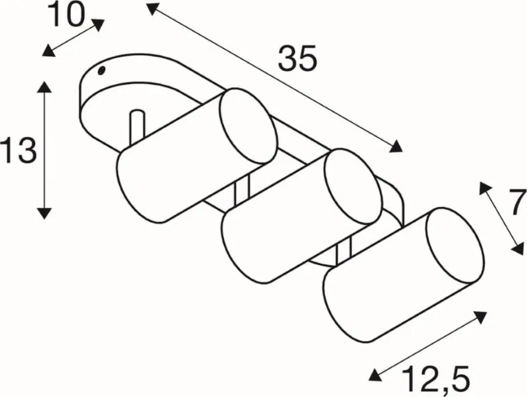 SLV Asto Tube 3-lichts Opbouwspot - 3x GU10 - Zwart
