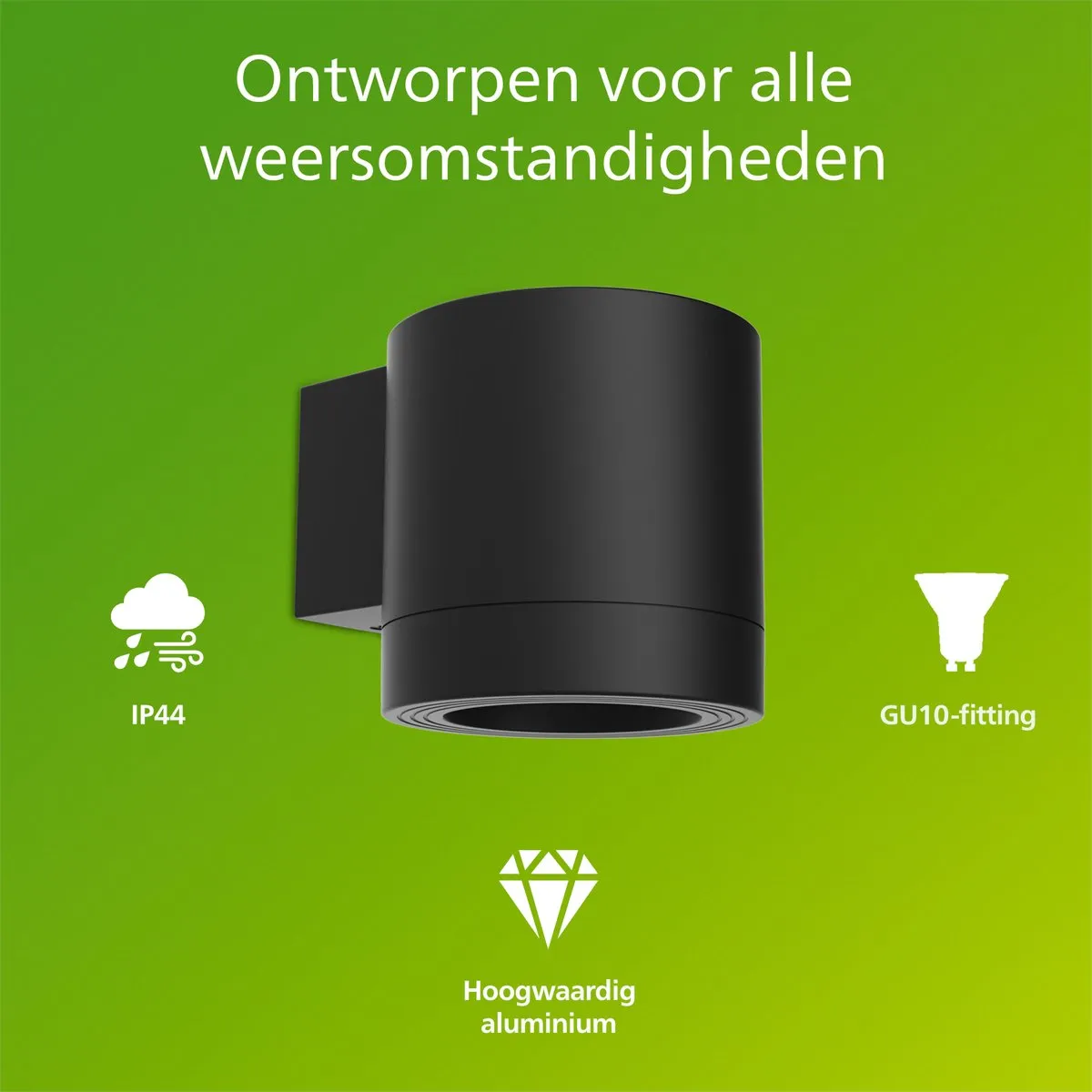 Philips Fylx Wandlamp GU10 IP44 - Zwart