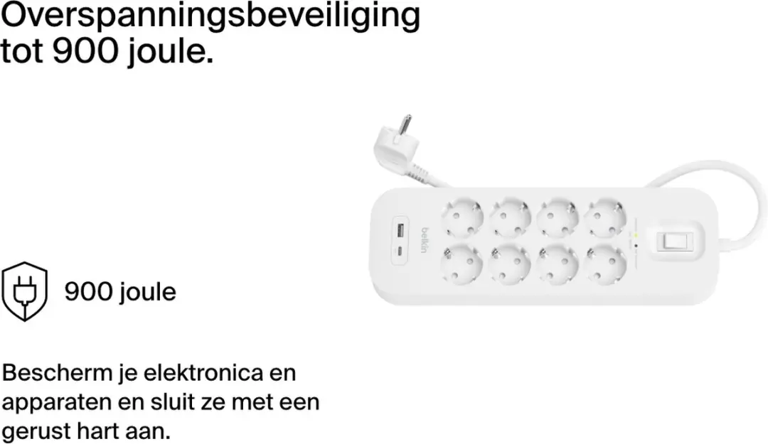 Belkin SRB003CA2M Overspanningsbeveiliging 8 stopcontacten - afbeelding 5 van 6