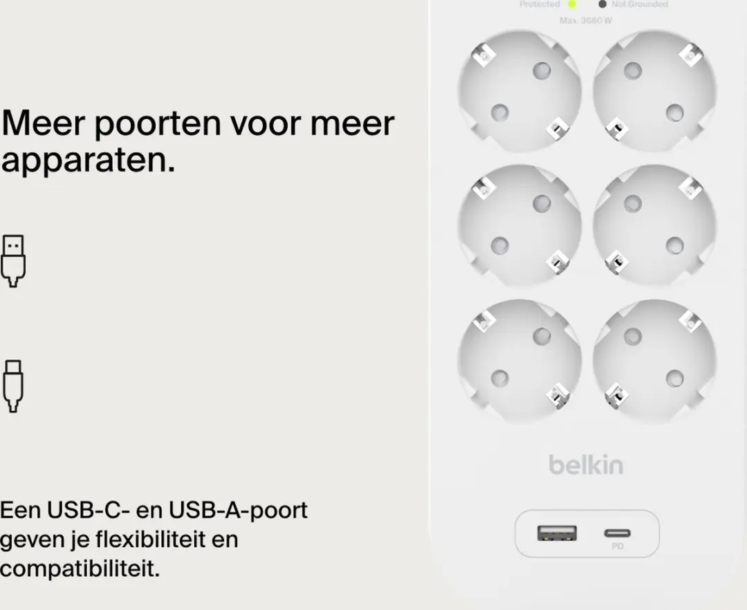 Belkin SRB003CA2M Overspanningsbeveiliging 8 stopcontacten - afbeelding 6 van 6