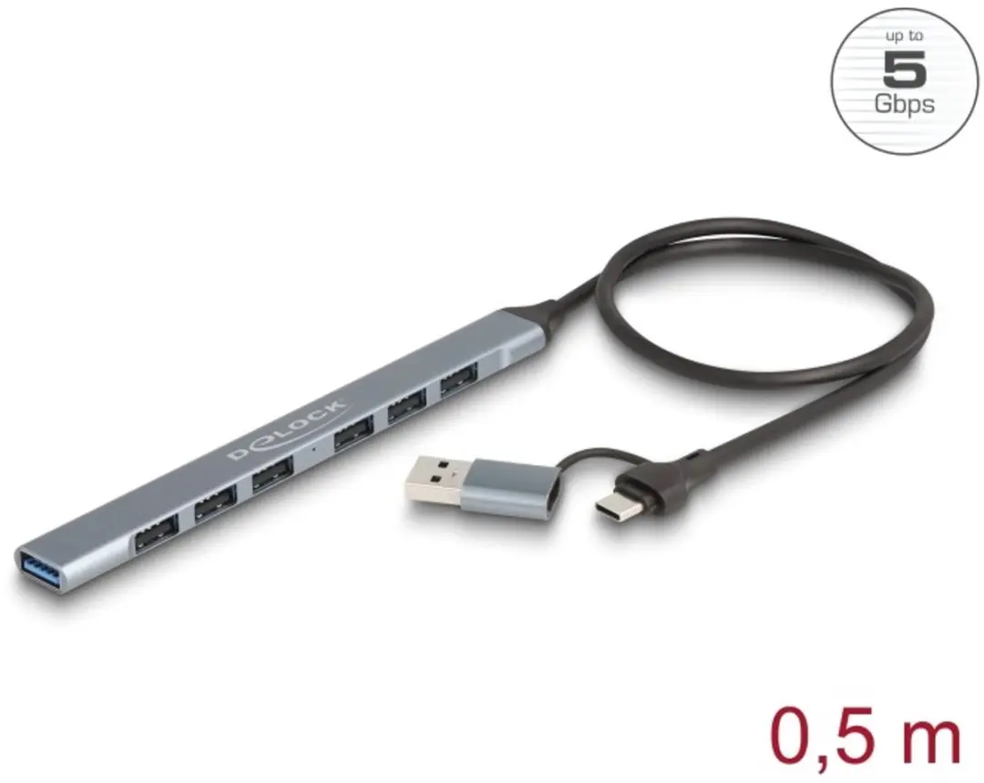 Delock 7-Ports USB Hub - USB 5Gbps + 6x USB 2.0 - afbeelding 5 van 5