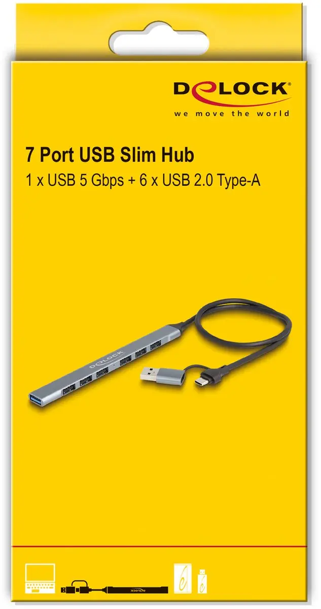 Delock 7-Ports USB Hub - USB 5Gbps + 6x USB 2.0 - afbeelding 3 van 5