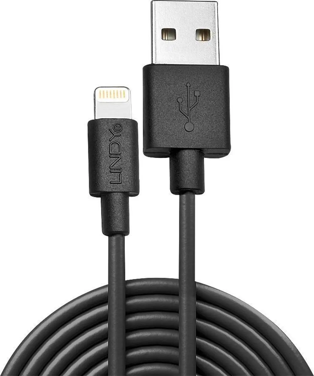 Lindy 31319 USB 2.0 Lightning naar USB-A Kabel - 0,50 m - Zwart - afbeelding 6 van 6