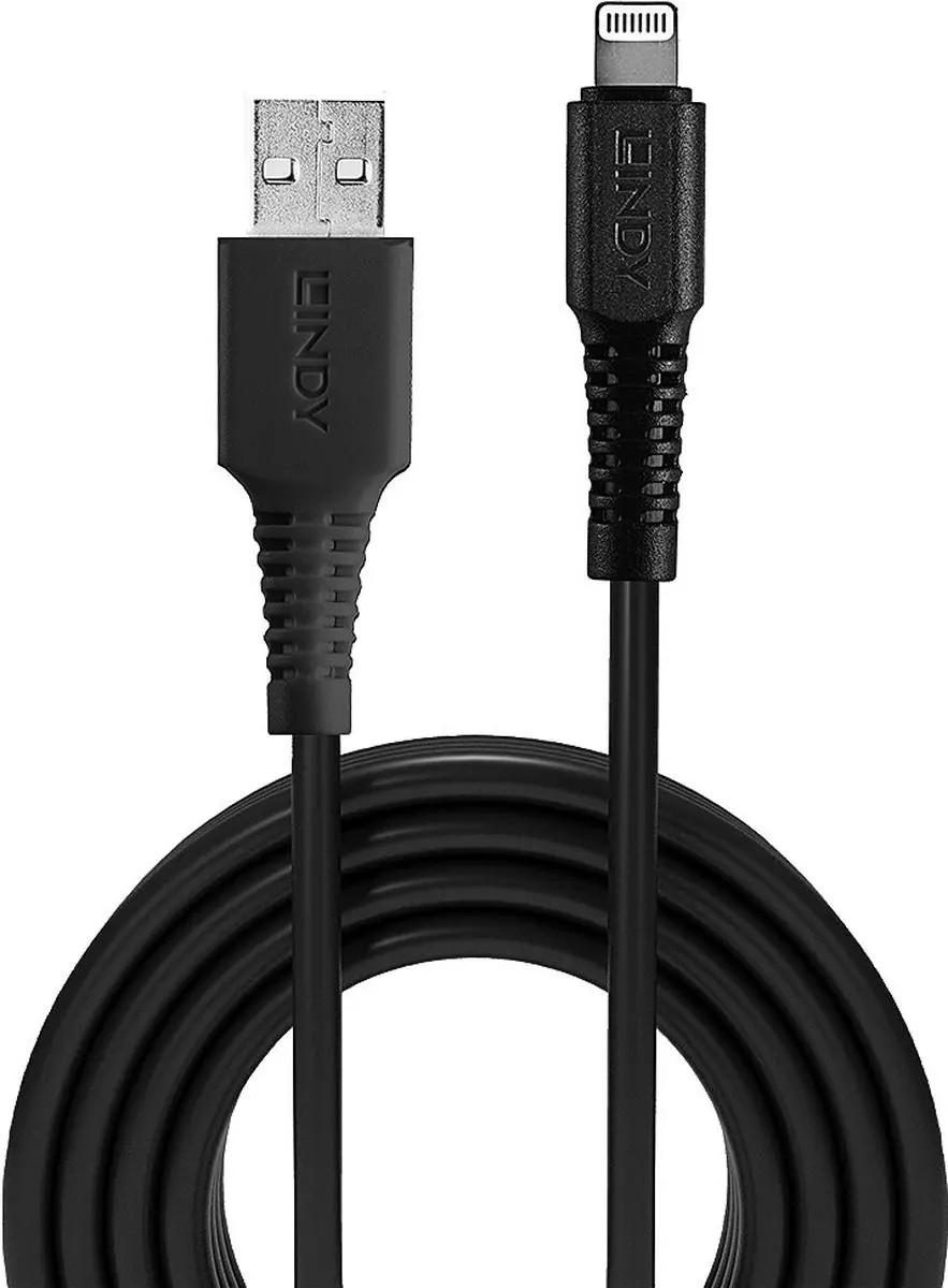 Lindy 31319 USB 2.0 Lightning naar USB-A Kabel - 0,50 m - Zwart - afbeelding 3 van 6