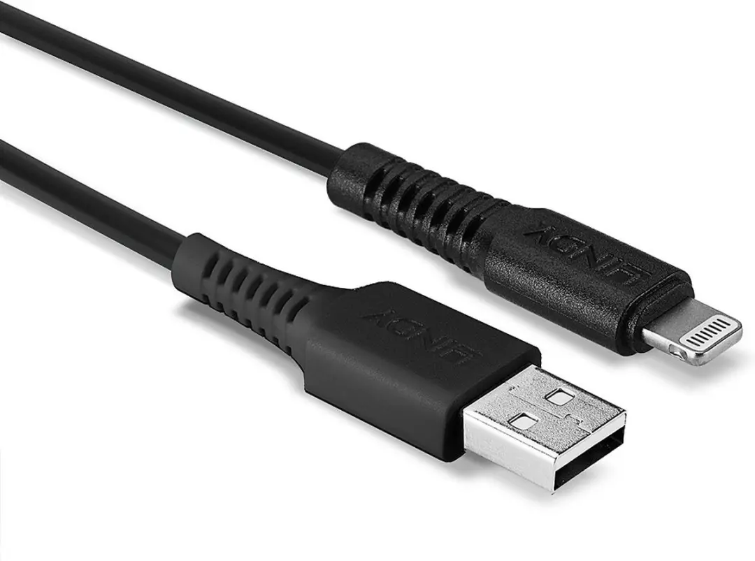 Lindy 31319 USB 2.0 Lightning naar USB-A Kabel - 0,50 m - Zwart - afbeelding 2 van 6