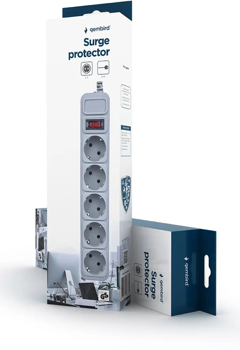 Gembird EnerGenie SPG3-B-10C Stekkerdoos 5x - afbeelding 3 van 3