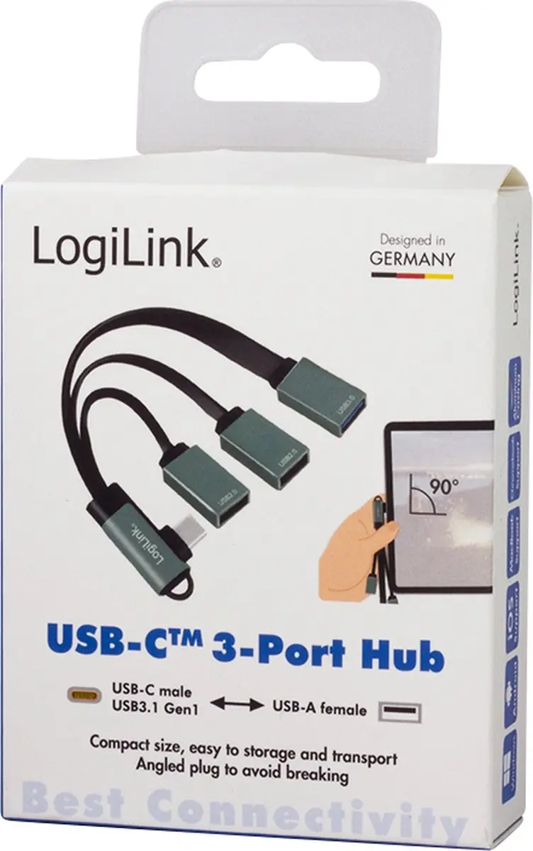 Logilink UA0361 USB-hub 3 Poorten - USB 3.1 Gen1 5Gbps - Zilver - afbeelding 6 van 6