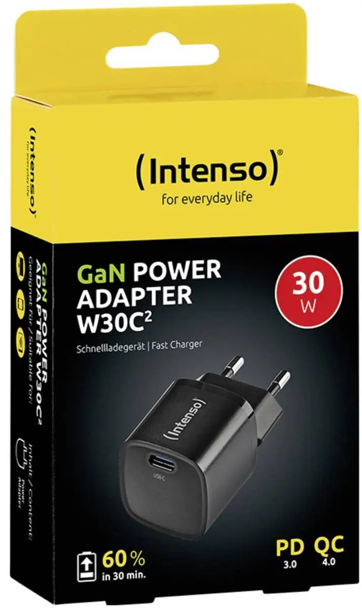 Intenso W30C² GaN Universele Oplader 30W - Zwart - afbeelding 5 van 6