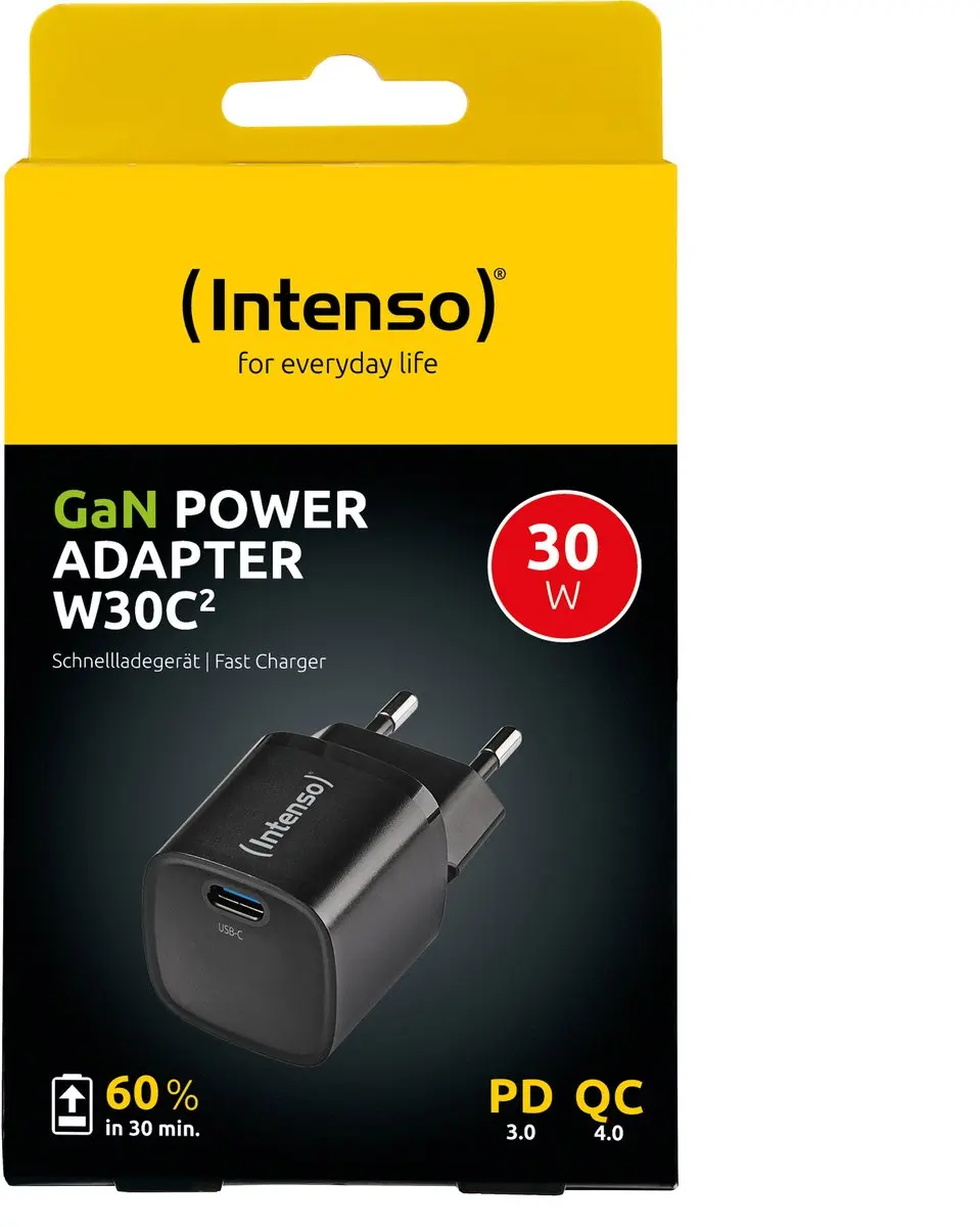 Intenso W30C² GaN Universele Oplader 30W - Zwart - afbeelding 4 van 6