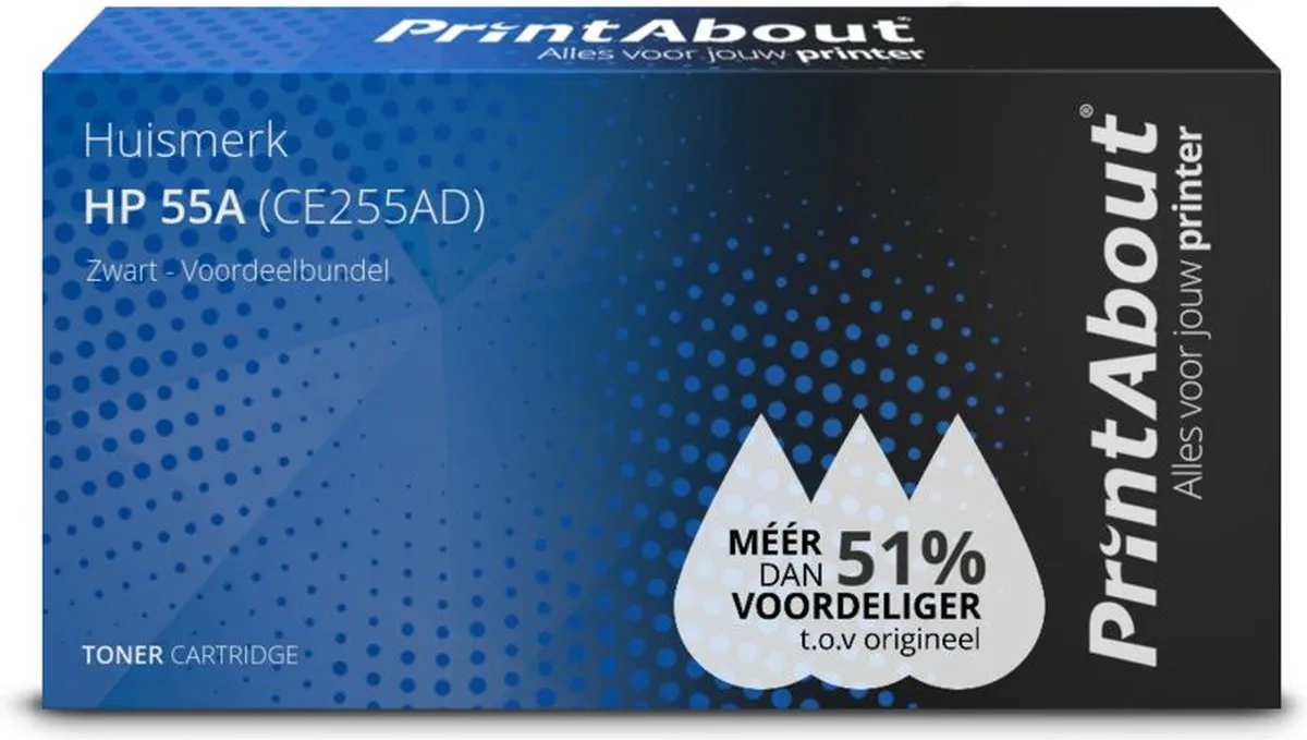 PrintAbout - Alternatief voor de HP CE255A (nr 55A) / Zwart 2 Pack