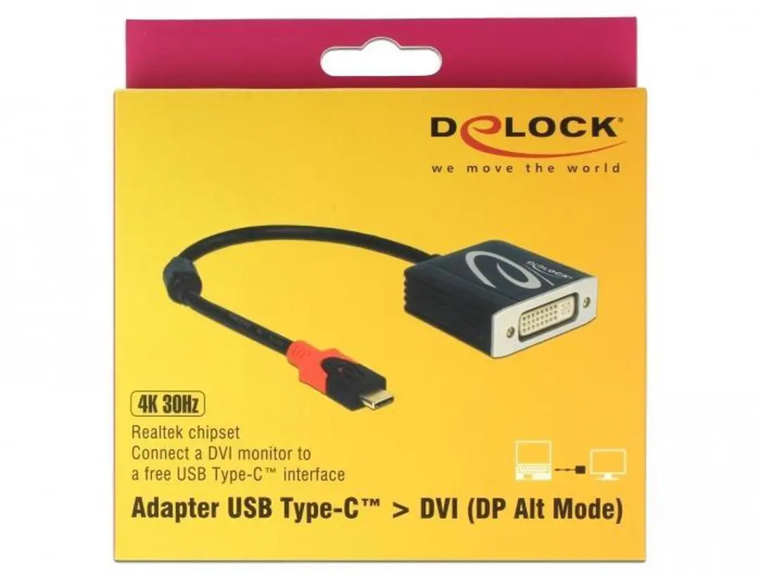 Delock USB-C naar DVI Adapter DP Alt Mode 1920x1200 - 0,2m - Zwart - afbeelding 6 van 6