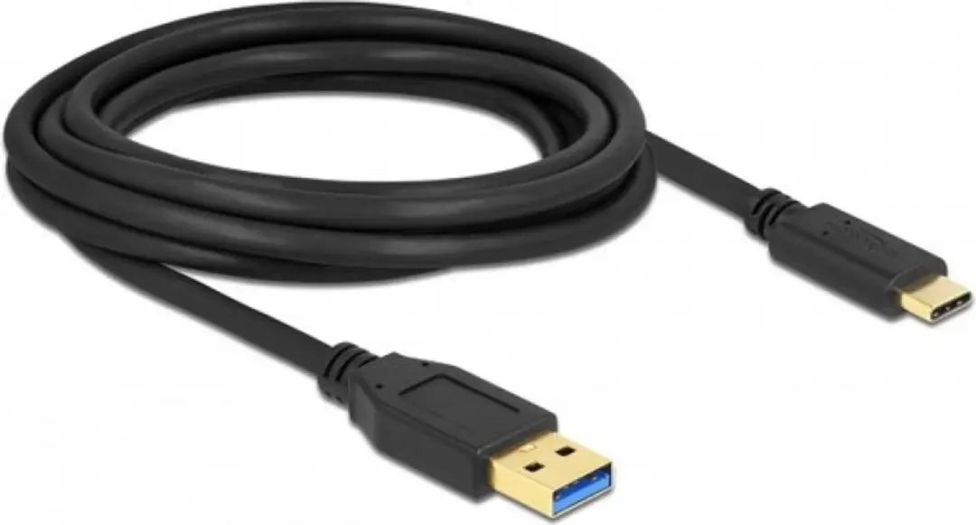 Delock USB 3.2 Gen 2 Type-A naar Type-C Kabel 3m - Zwart - afbeelding 2 van 4