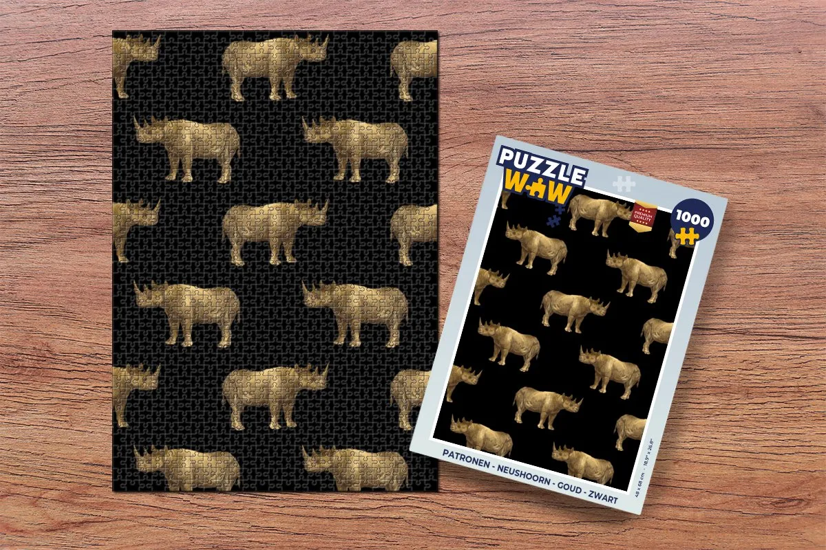 PuzzleWow Neushoorn Legpuzzel 1000 Stuks - Multicolor