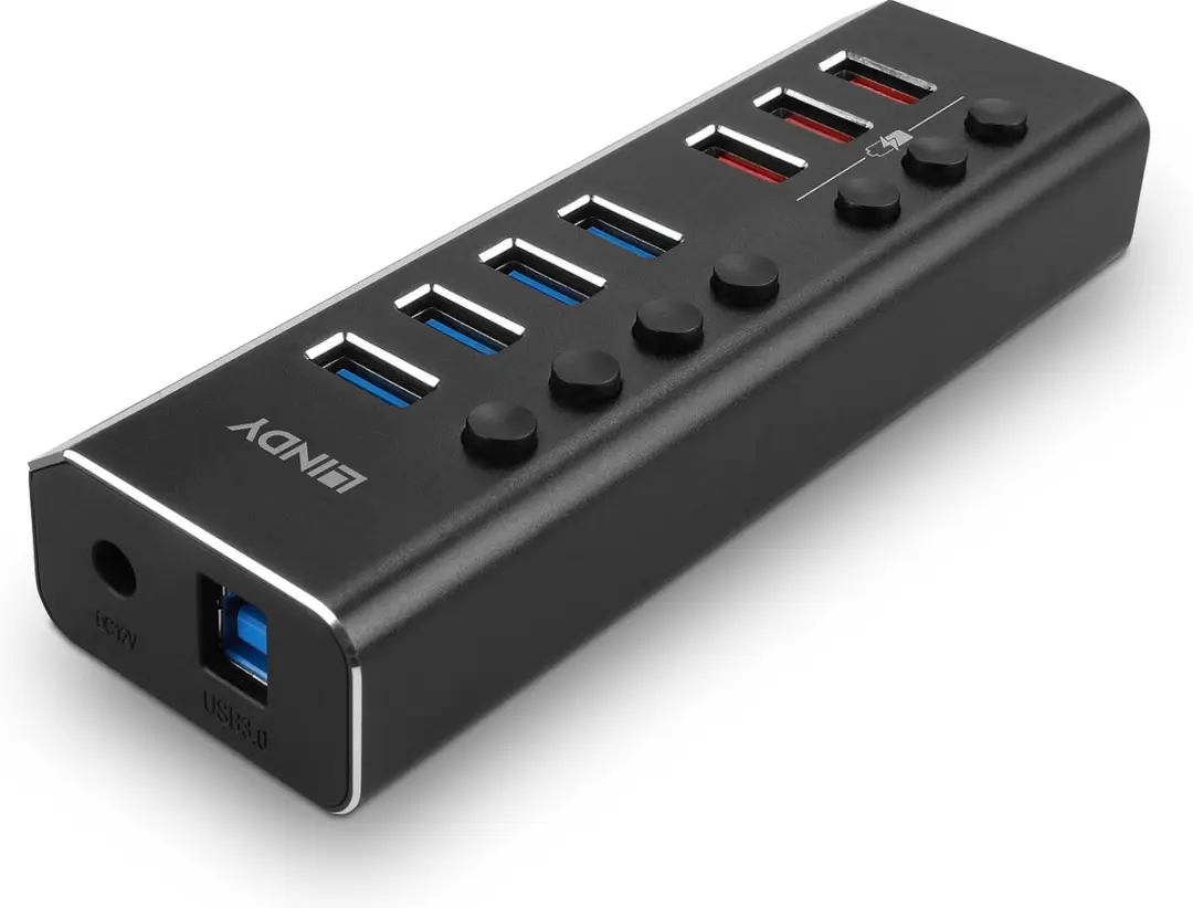 Lindy 43371 USB 3.2 Gen 1 Hub 8 Poorten - Zwart - afbeelding 4 van 6