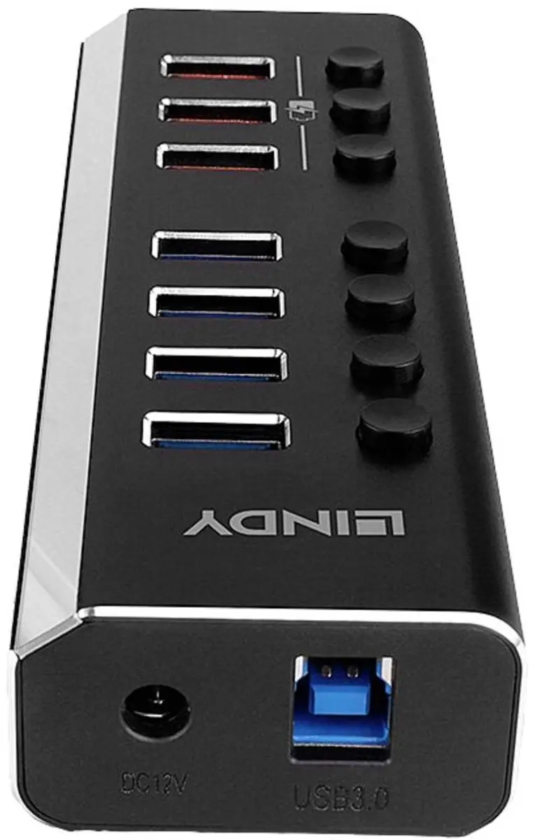 Lindy 43371 USB 3.2 Gen 1 Hub 8 Poorten - Zwart - afbeelding 6 van 6