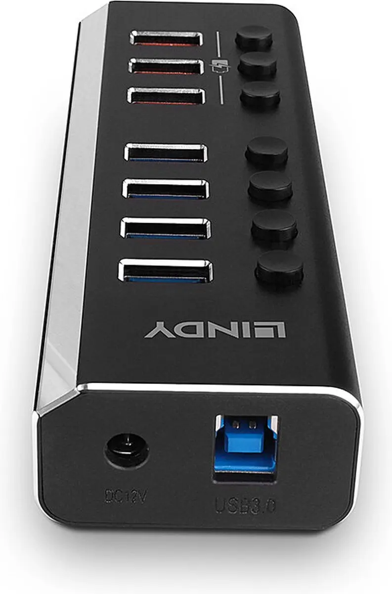Lindy 43371 USB 3.2 Gen 1 Hub 8 Poorten - Zwart - afbeelding 2 van 6