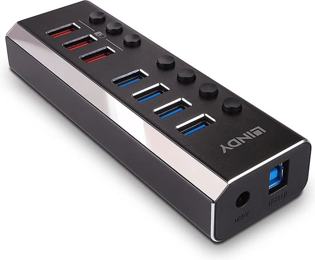Lindy 43371 USB 3.2 Gen 1 Hub 8 Poorten - Zwart - afbeelding 5 van 6