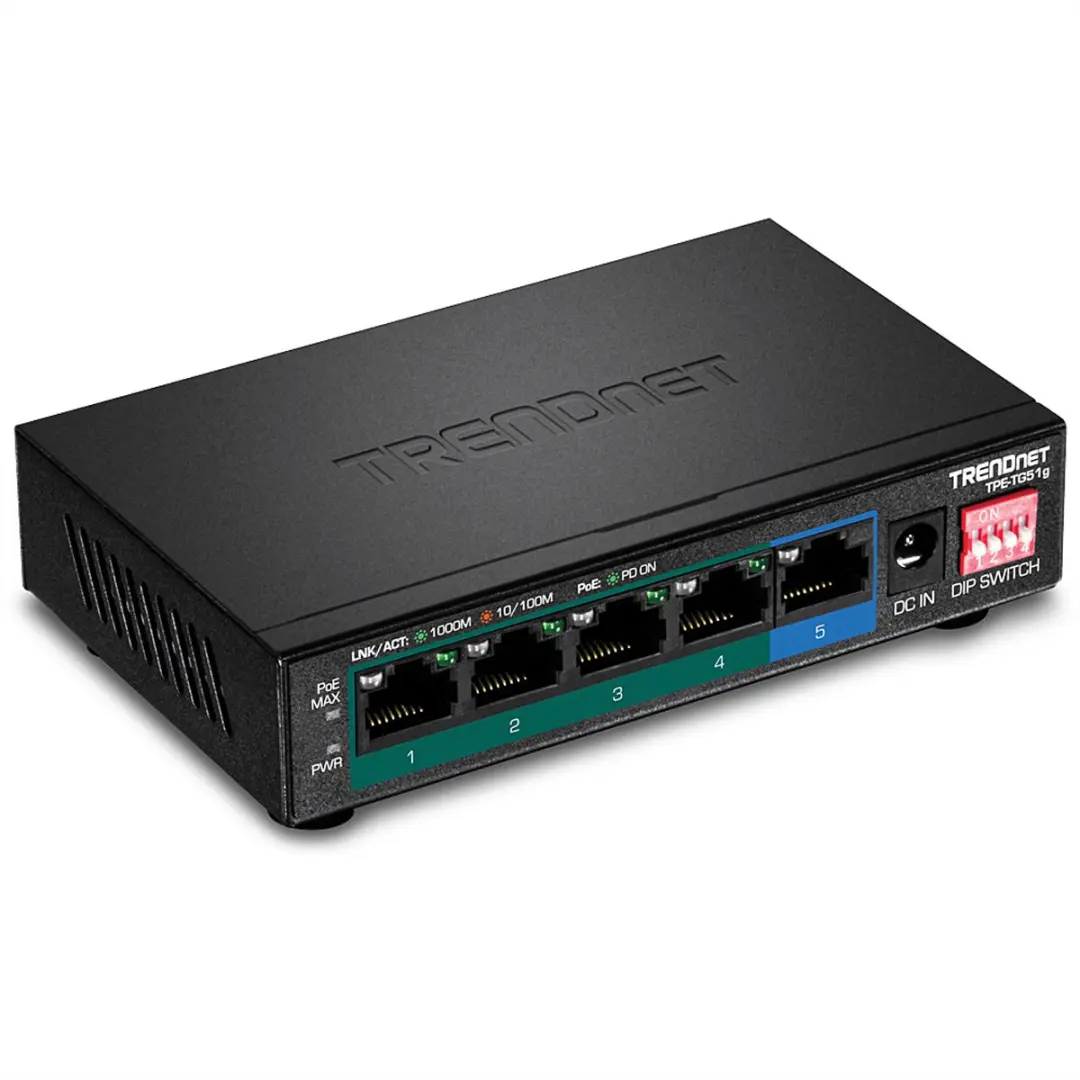Trendnet TPE-TG51G PoE+ Switch 5 Poorten