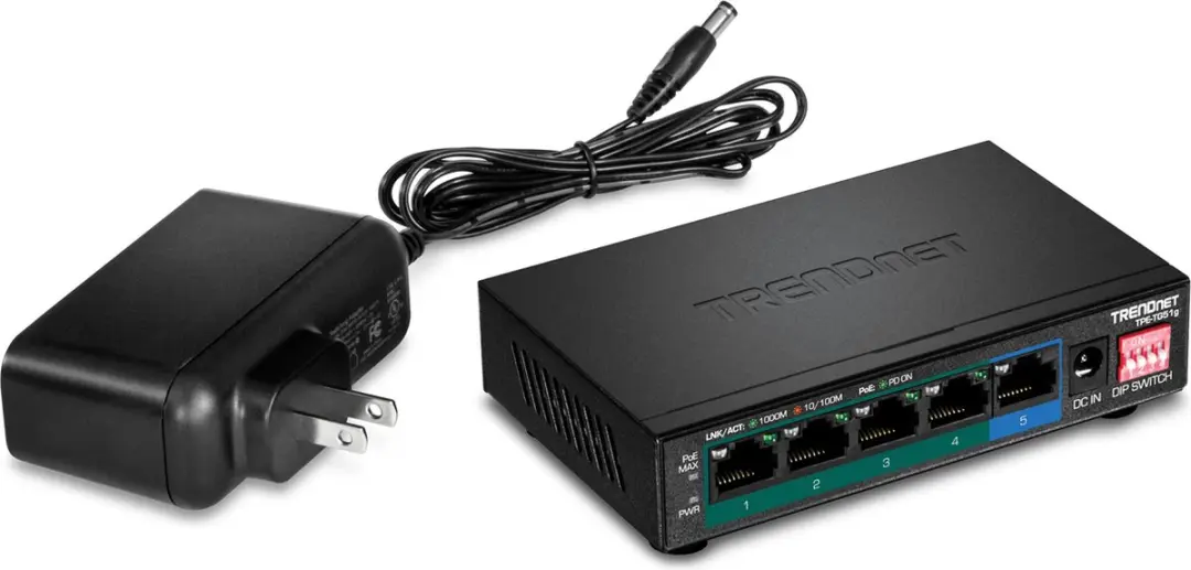 Trendnet TPE-TG51G PoE+ Switch 5 Poorten - 60W - Zwart - afbeelding 5 van 6