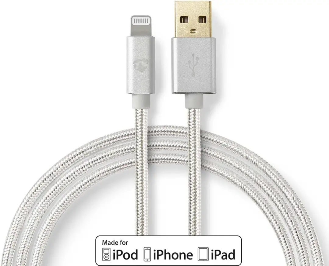 Nedis Lightning Kabel USB-A 480Mbps 3m Aluminium - afbeelding 2 van 6