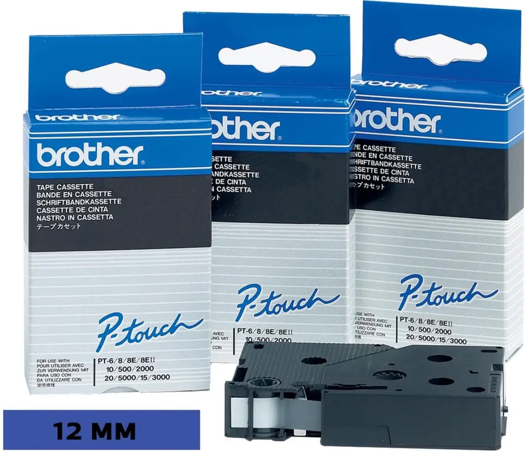 Brother TC-501 Transfertape 12mm - Zwart op blauw - afbeelding 3 van 3
