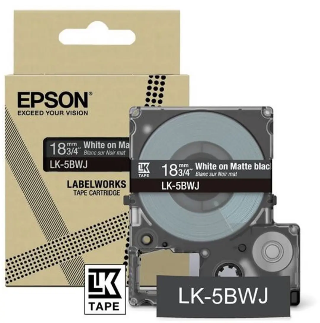 Epson LK-5LBJ Matte Tape 18mm - 8m - Zwart/Blauw - afbeelding 4 van 4
