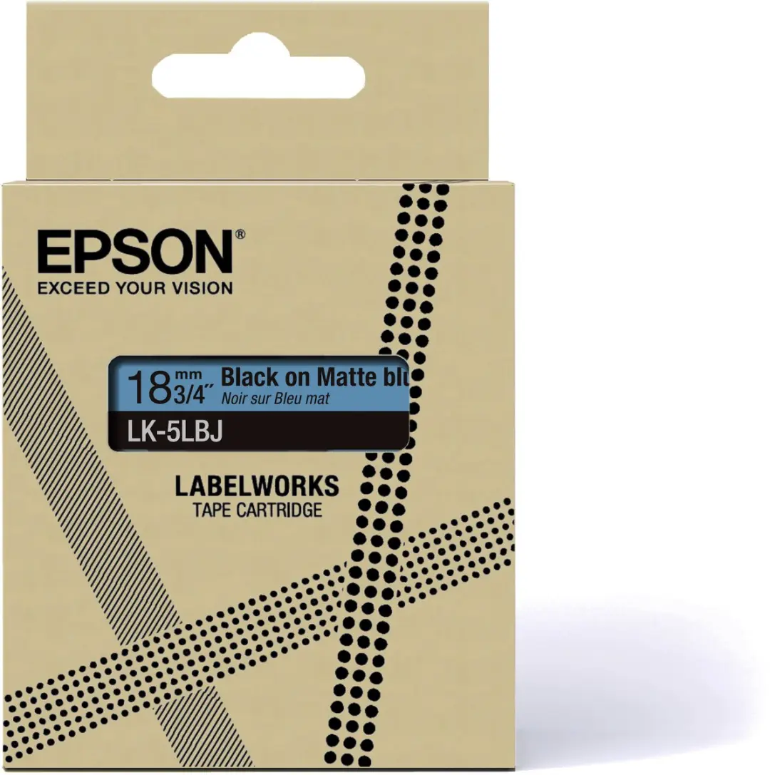 Epson LK-5LBJ Matte Tape 18mm - 8m - Zwart/Blauw - afbeelding 3 van 4
