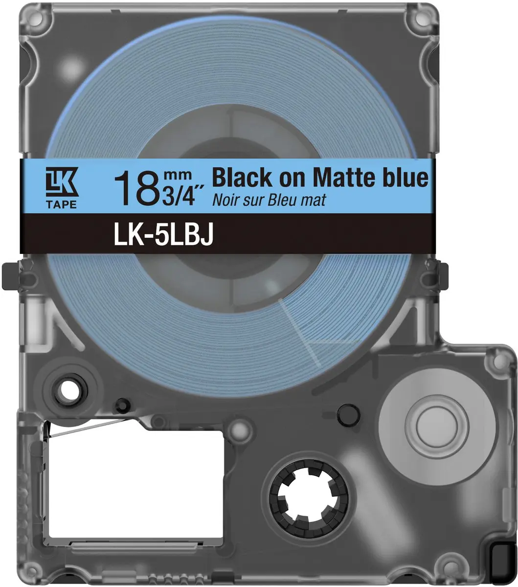 Epson LK-5LBJ Matte Tape 18mm - 8m - Zwart/Blauw - afbeelding 2 van 4