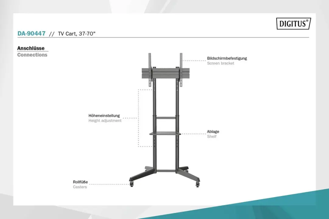 Digitus DA-90447 TV-meubel - 37-70 inch - 50 kg - Zwart - afbeelding 3 van 6