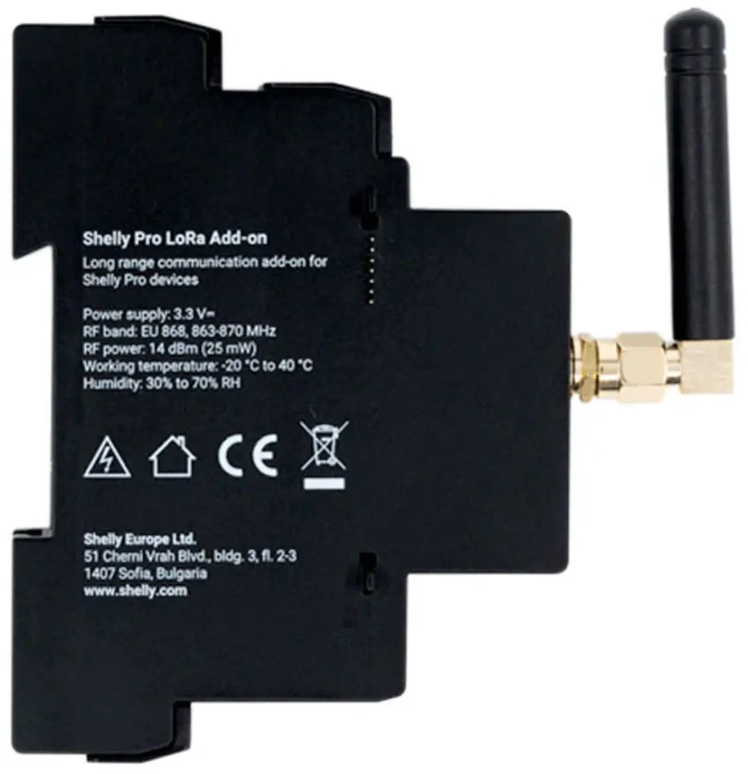 Shelly Pro LoRa Add-on S-ProLoRaAdd - Domotica Module - Zwart - afbeelding 2 van 6