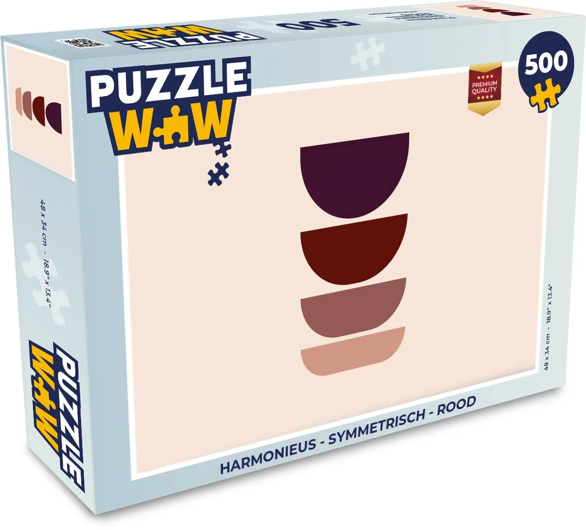 PuzzleWow Legpuzzel 500 Stuks - Harmonieus Symmetrisch Rood