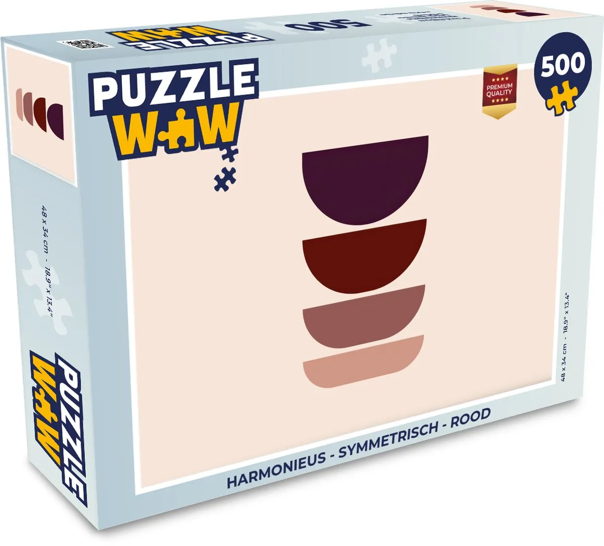 PuzzleWow Legpuzzel 500 Stuks - Harmonieus Symmetrisch Rood