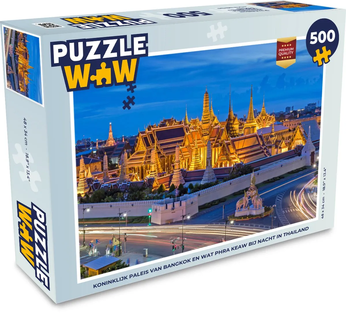 PuzzleWow Bangkok Paleis Nacht Legpuzzel 500 Stuks - Multicolor
