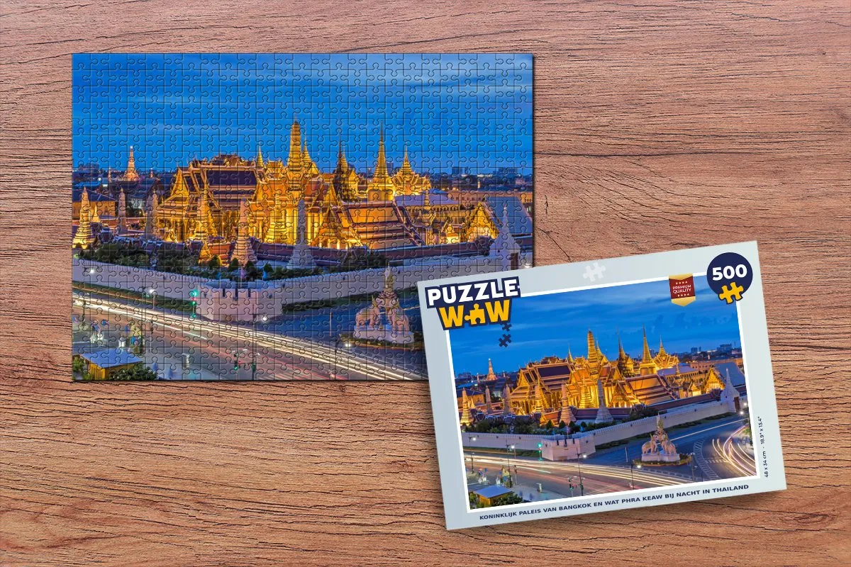PuzzleWow Bangkok Paleis Nacht Legpuzzel 500 Stuks