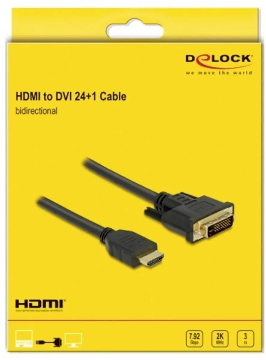 Delock DVI-D Dual Link naar HDMI Kabel - 3m - Zwart - afbeelding 3 van 6