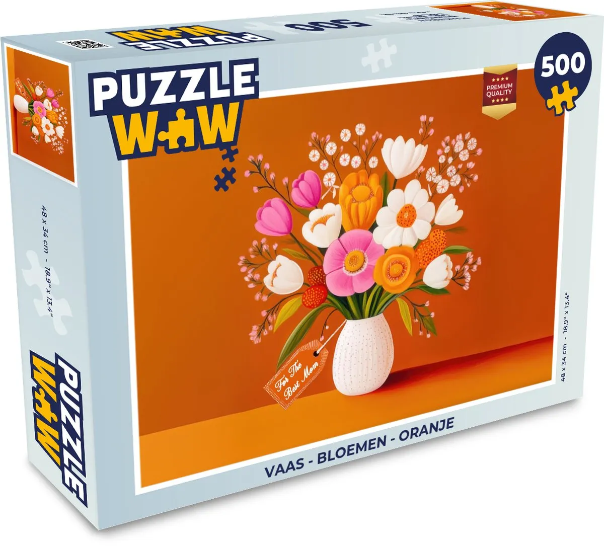 PuzzleWow Vaas Bloemen Legpuzzel 500 Stuks - Oranje
