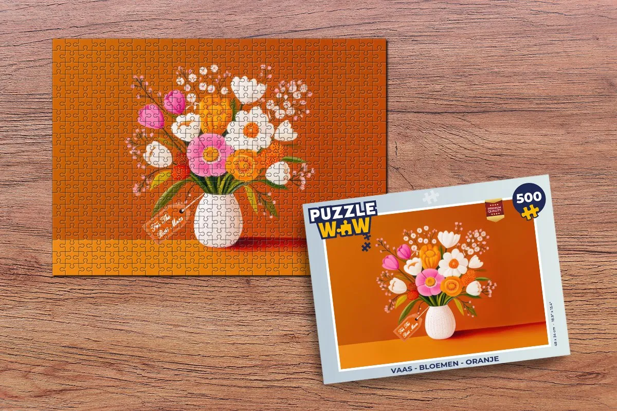 PuzzleWow Vaas Bloemen Legpuzzel 500 Stuks - Oranje
