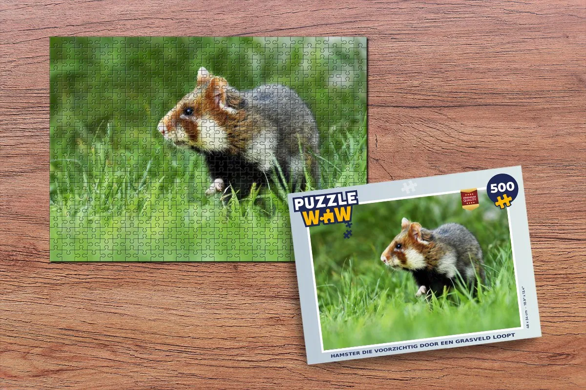 PuzzleWow Hamster Grasveld Legpuzzel 500 Stuks - Multicolor