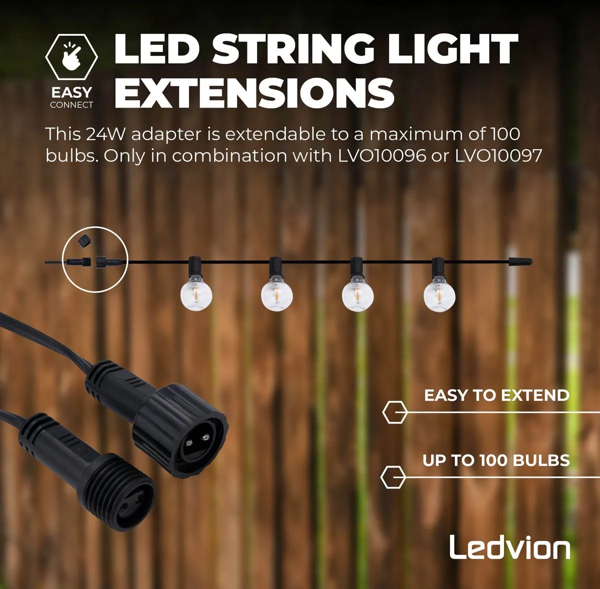 LEDVION Lichtsnoer 42m Dimbaar 75x E12 - 22.5W Warm Wit