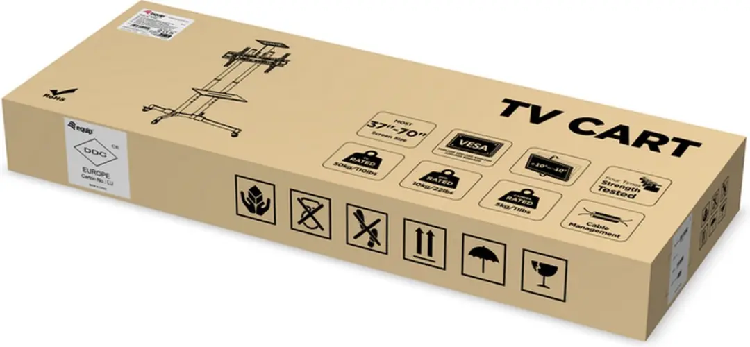 Equip 650603 TV-Trolley - 37-70 inch - Zwart - afbeelding 2 van 6