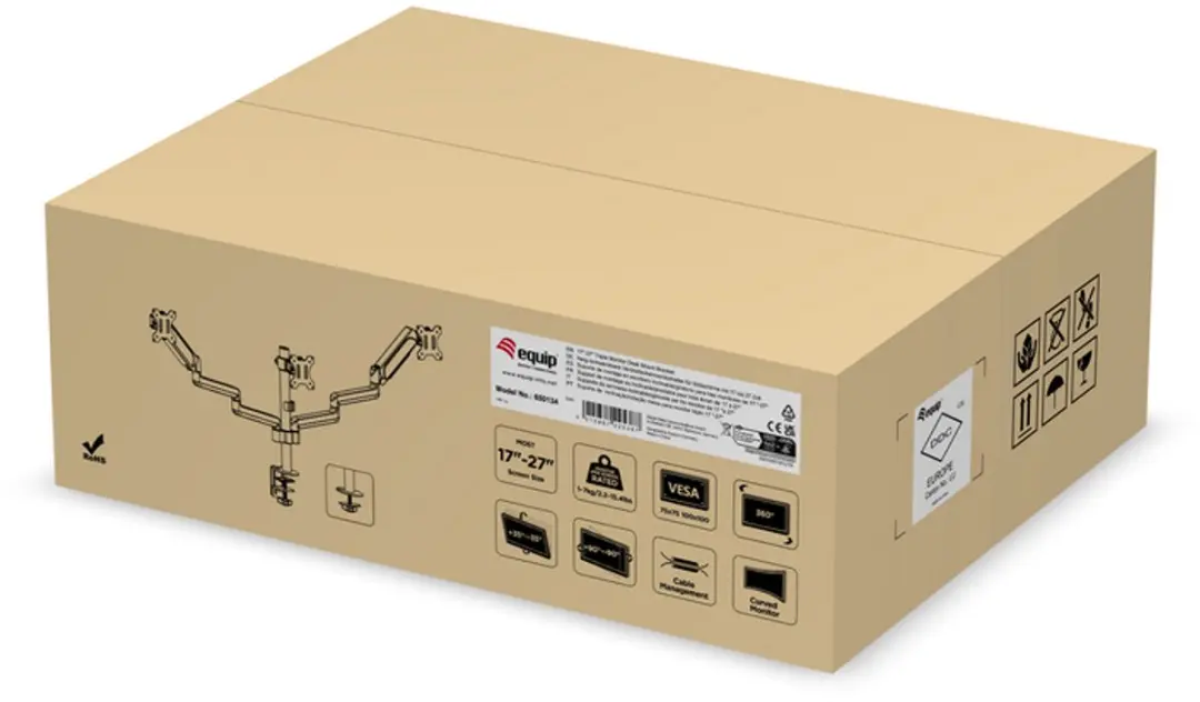 Equip 650134 Flat Panel Bureau Steun - Zwart - afbeelding 2 van 6