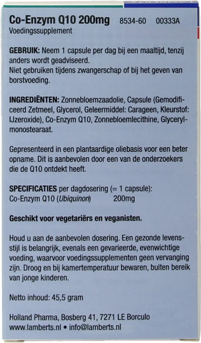 Lamberts Co-Enzym Q10 200mg - 60 Capsules - afbeelding 6 van 6